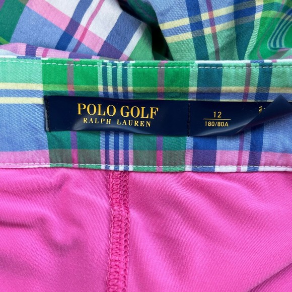 Ralph Lauren Polo Golf Womens Plaid Skort Size 12 Green Pink Preppy Tennis - Picture 8 of 11